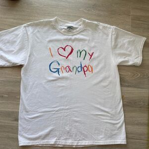 Vintage White "I Love My Grandpa" Cotton Single Stitch Tshirt Retro Quirky Indie
